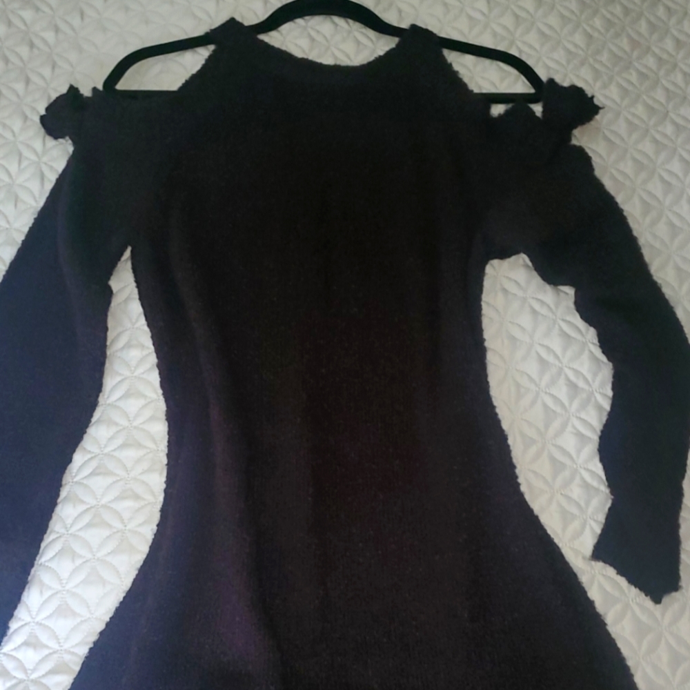 Sweater dress with cold shoulder cutouts